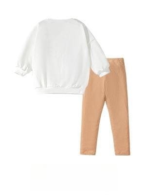 2-Piece Cute Crocodile Print Sweatshirt & Pants Set for Girls
