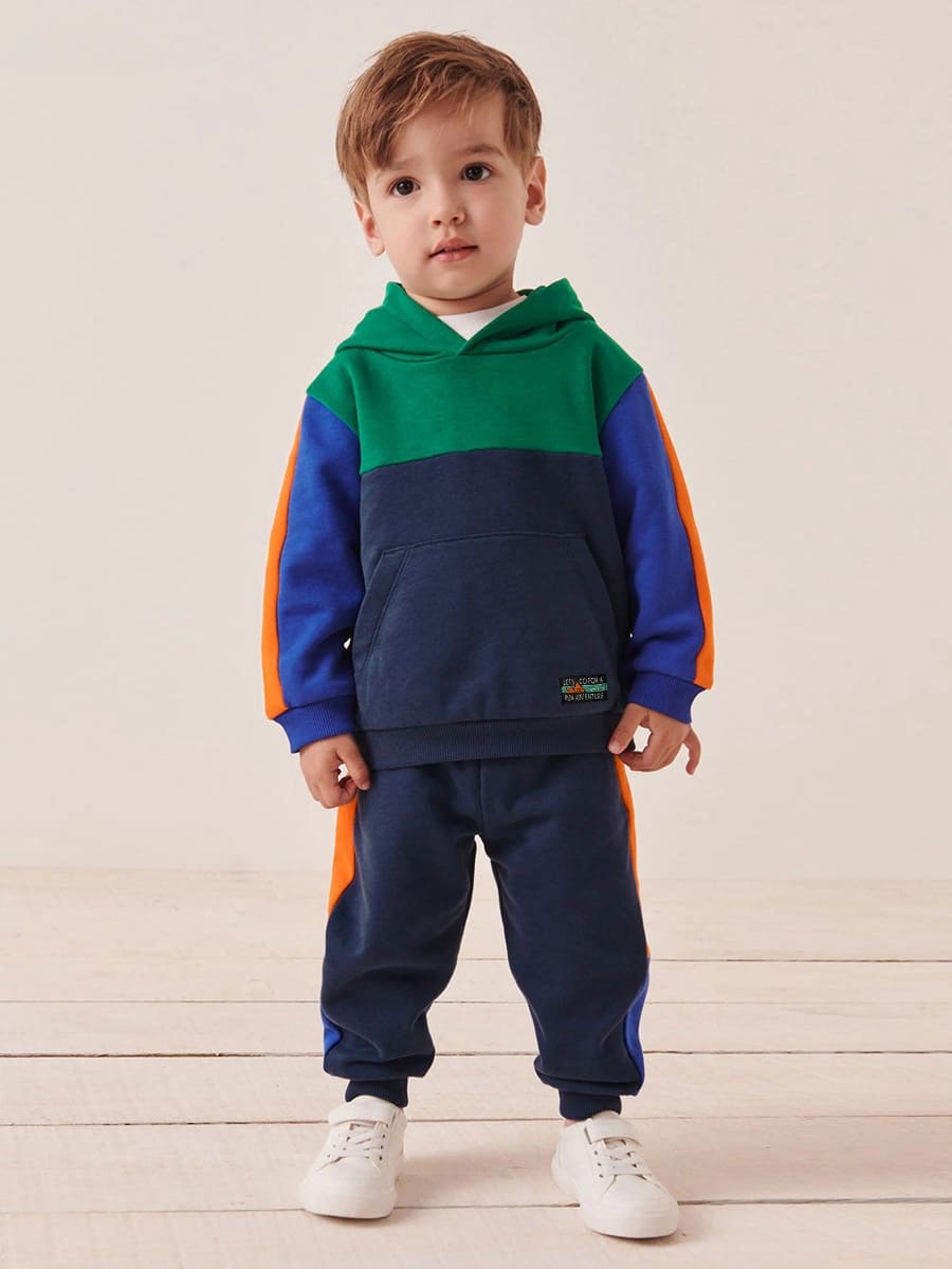 2-piece Kid Boys Colorblock Cotton Fleece Sweatshirt and Pants Set