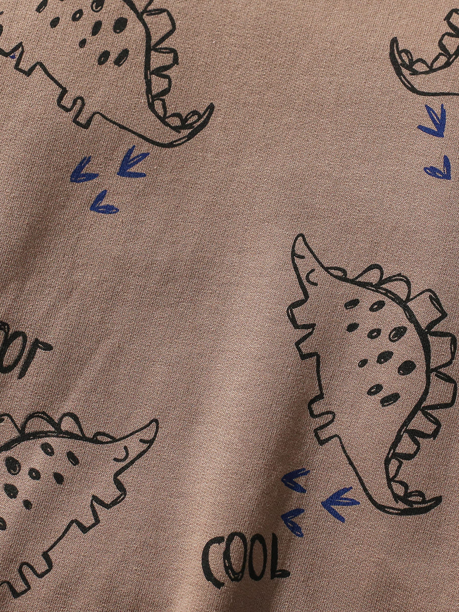 2-piece Kid Boys Dinosaur Print Cotton Sweatshirt and Pants Set