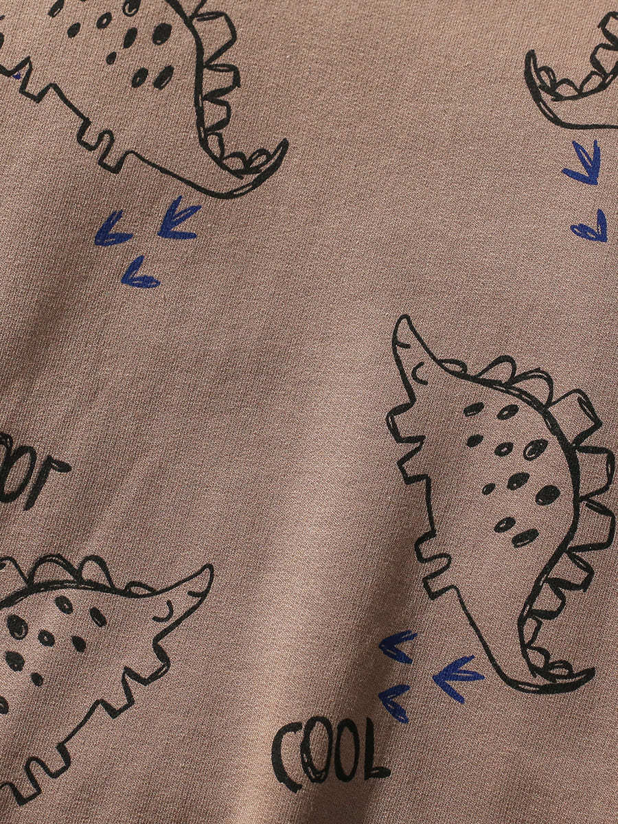2-piece Kid Boys Dinosaur Print Cotton Sweatshirt and Pants Set