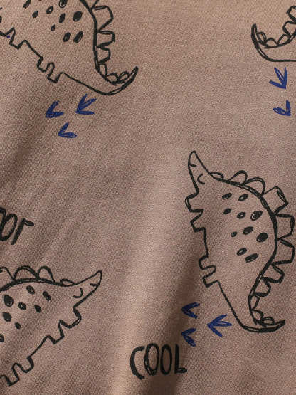 2-piece Kid Boys Dinosaur Print Cotton Sweatshirt and Pants Set
