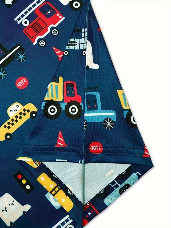 2-piece Boys Cartoon Car Printed Cotton Short Sleeve Home Pajama Set