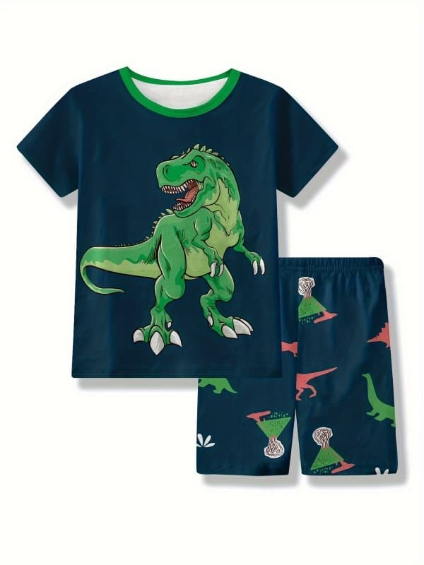 Little Maven Boys Dinosaur Print 2-Piece Cotton Set