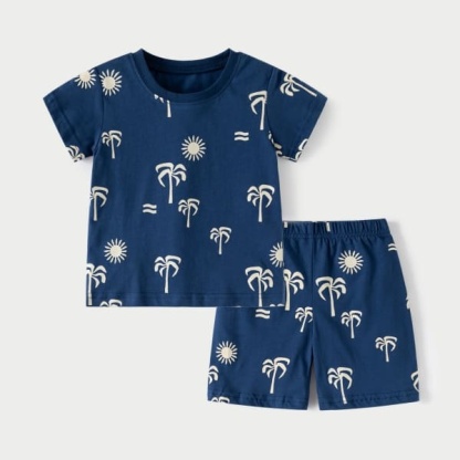 Little Maven Boys 2-Piece Printed Cotton Short Sleeve Tee & Shorts Set