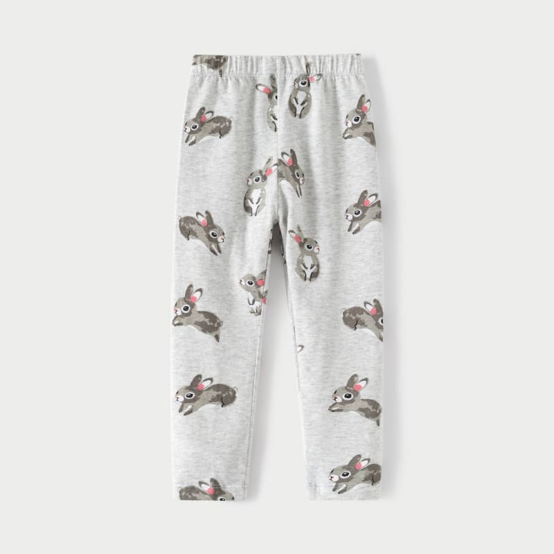 Girls 2-Piece Cute Rabbit Print Cotton Short Sleeve Tee & Pants Set