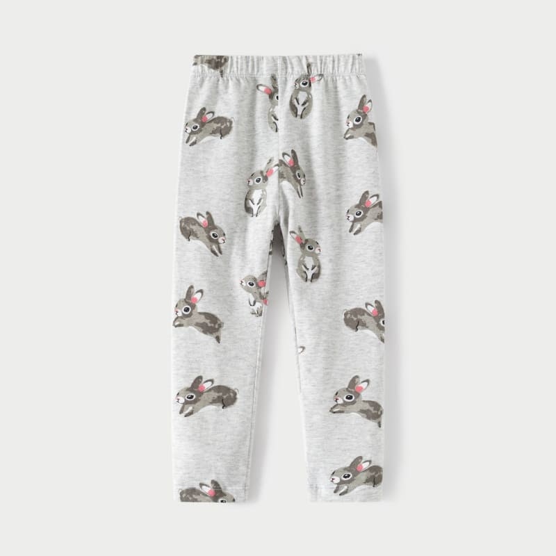 Girls 2-Piece Cute Rabbit Print Cotton Short Sleeve Tee & Pants Set