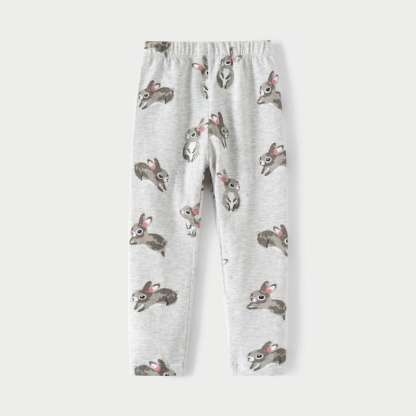 Girls 2-Piece Cute Rabbit Print Cotton Short Sleeve Tee & Pants Set