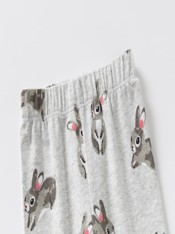 Girls 2-Piece Cute Rabbit Print Cotton Short Sleeve Tee & Pants Set