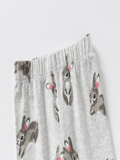 Girls 2-Piece Cute Rabbit Print Cotton Short Sleeve Tee & Pants Set
