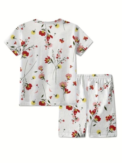 Little Maven Girls Floral Print Cotton Pajama Set