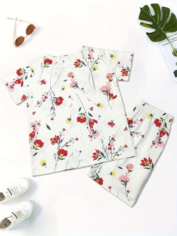 Little Maven Girls Floral Print Cotton Pajama Set
