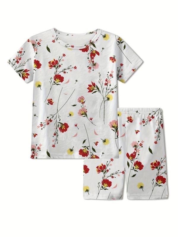 Little Maven Girls Floral Print Cotton Pajama Set
