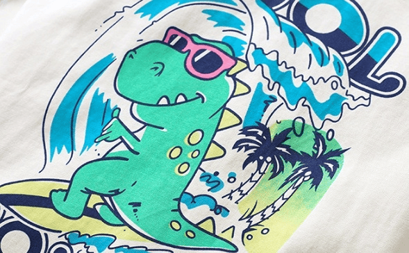 2-piece Kid Boys Dinosaur Print Cotton Short Sleeve Tee and Shorts Set
