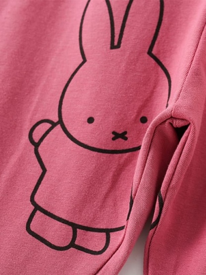 2-piece Kid Girls Bunny and Lettering Print Cotton Tee & Pants Set