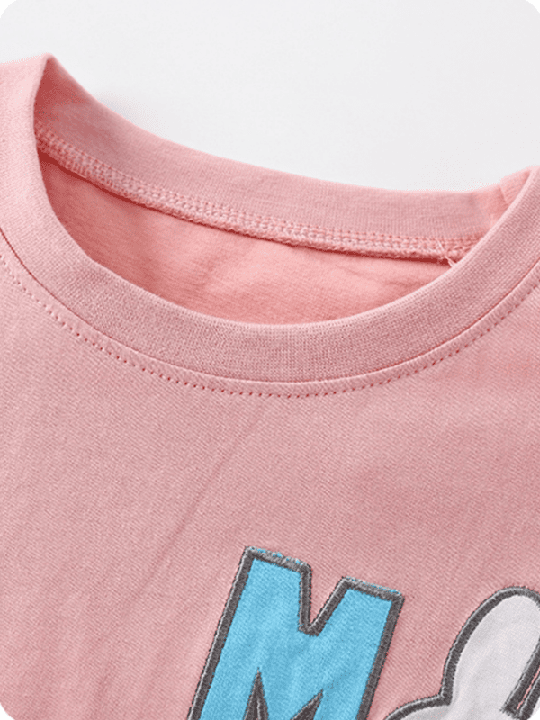 2-piece Kid Girls Bunny and Lettering Print Cotton Tee & Pants Set