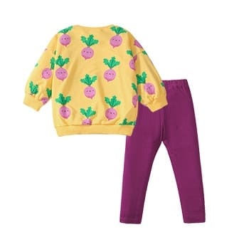 Adorable 2-Piece Cotton Carrot Print Sweatshirt & Pants Set for Girls