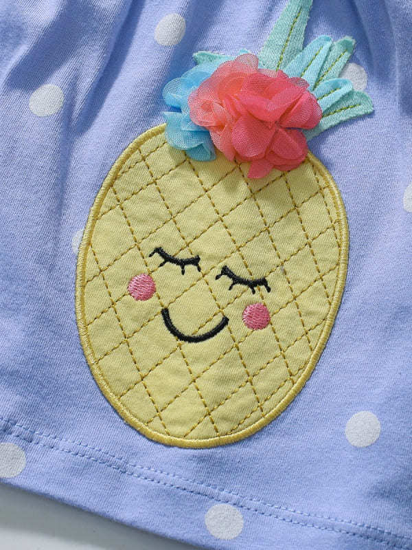 Little Maven Girls Pineapple & Polka Dot Cotton Tee Set