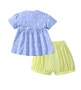 Little Maven Girls Pineapple & Polka Dot Cotton Tee Set