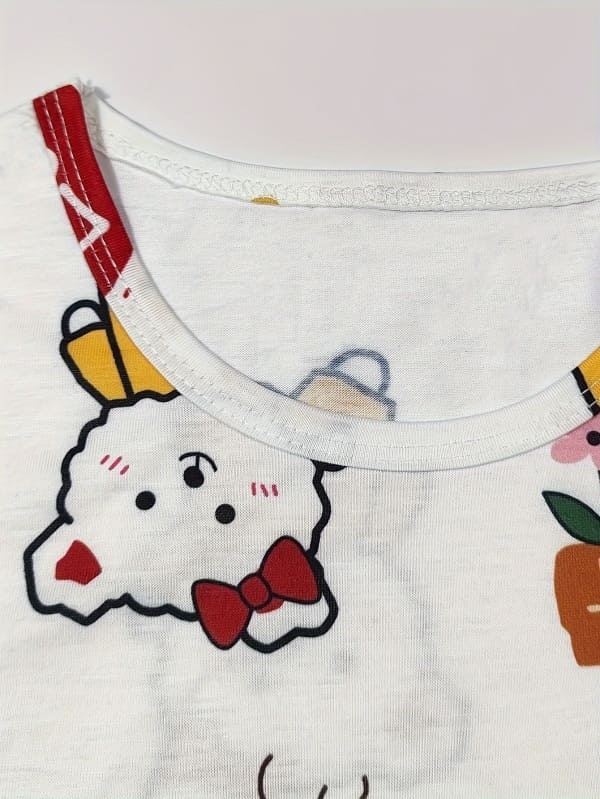 2-piece Kids cartoon animal and letter print cotton Tee & shorts set
