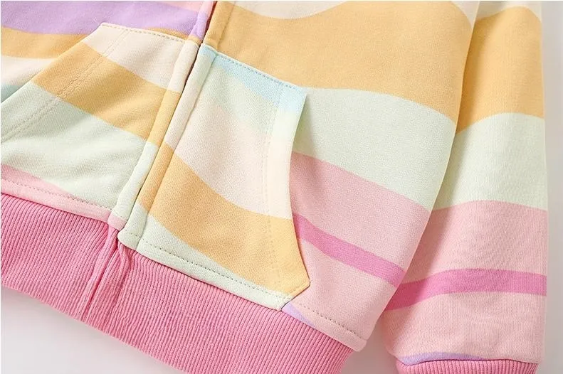Toddler/Kid Girl Multicolor Printed Casual Hooded Zip-Up Jacket