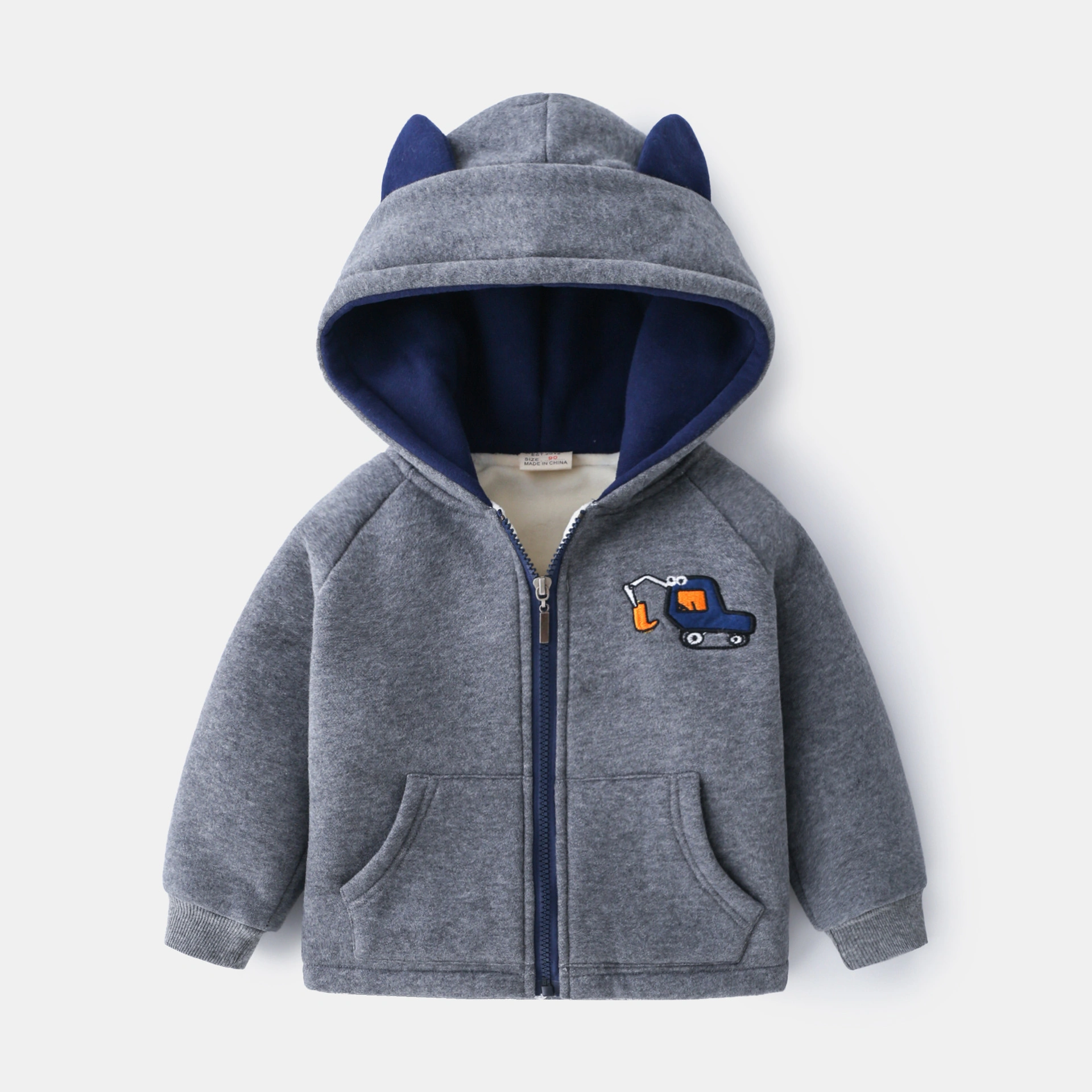 Little Maven Toddler/Kid Boy Cartoon Car Pattern Hooded Fleece Jacket