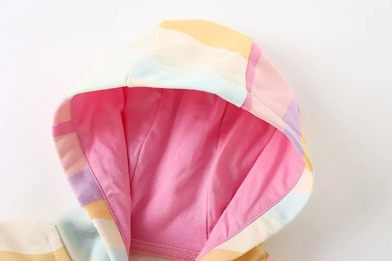 Toddler/Kid Girl Multicolor Printed Casual Hooded Zip-Up Jacket