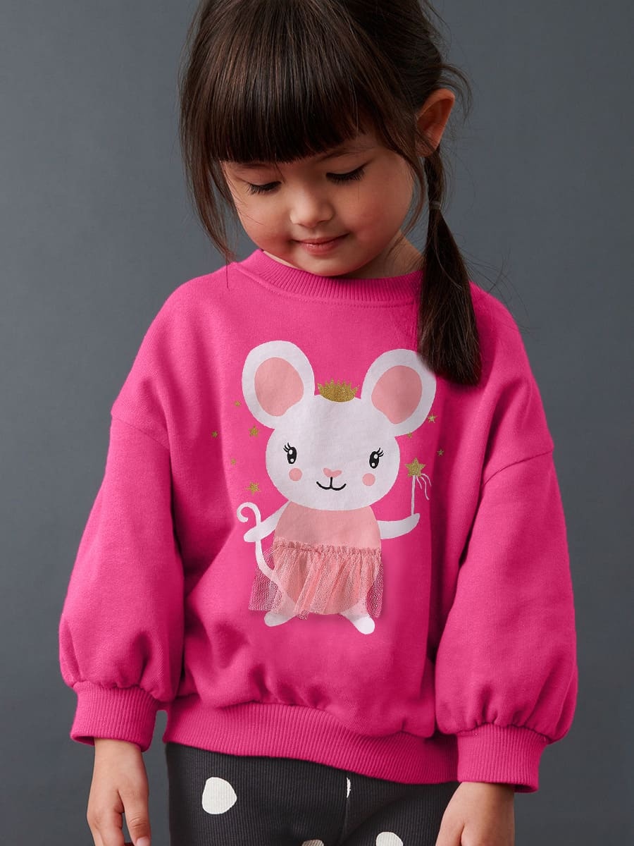 2pcs Adorable Bunny Print Cotton Sweatshirt & Pants Set for Girls