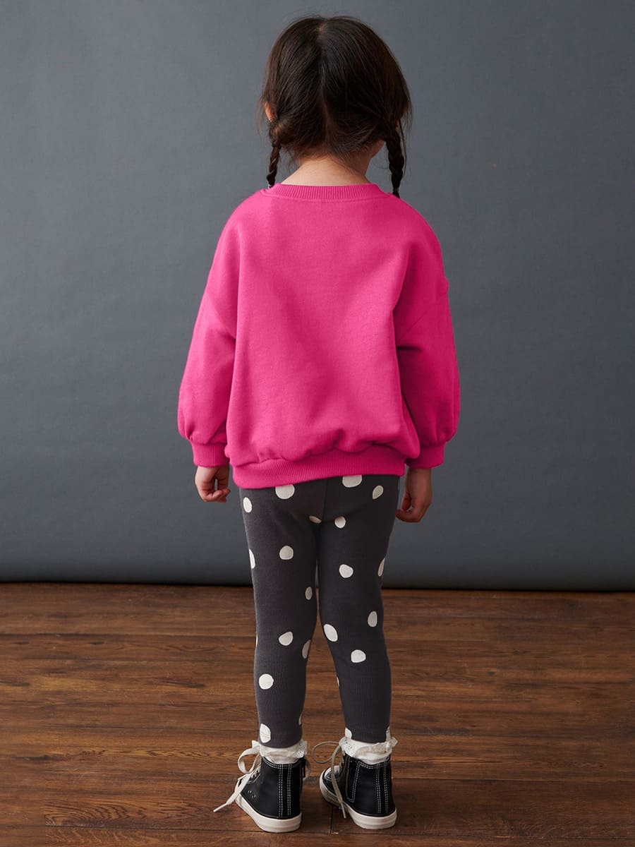 2pcs Adorable Bunny Print Cotton Sweatshirt & Pants Set for Girls