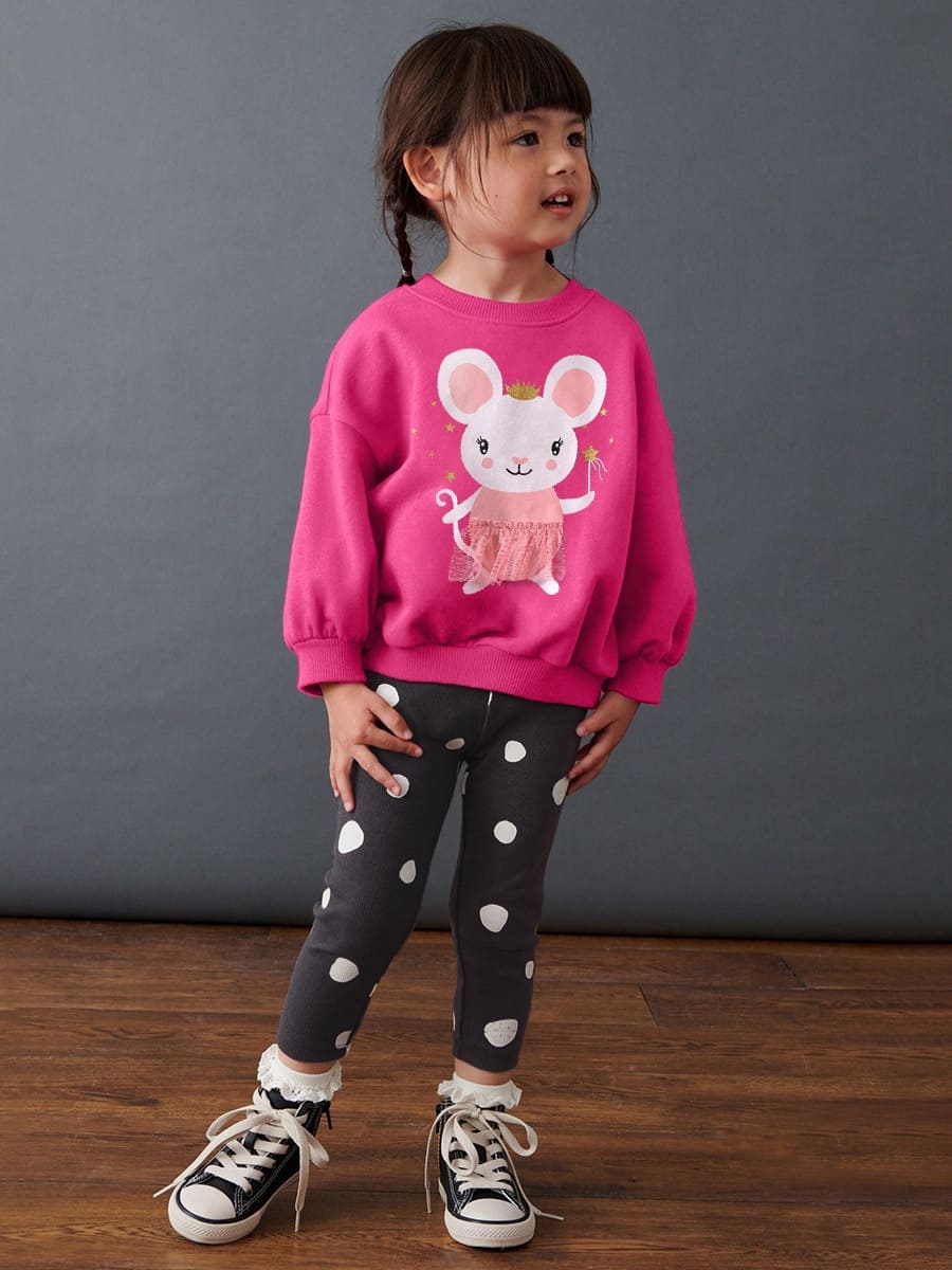 Little Maven 2pcs Adorable Bunny Print Cotton Sweatshirt & Pants Set for Girls
