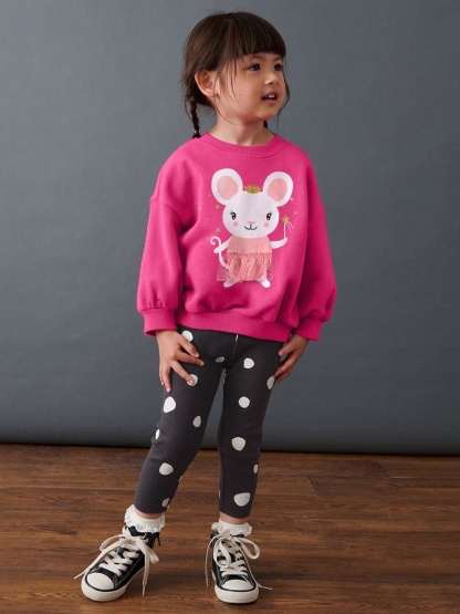 Little Maven 2pcs Adorable Bunny Print Cotton Sweatshirt & Pants Set for Girls