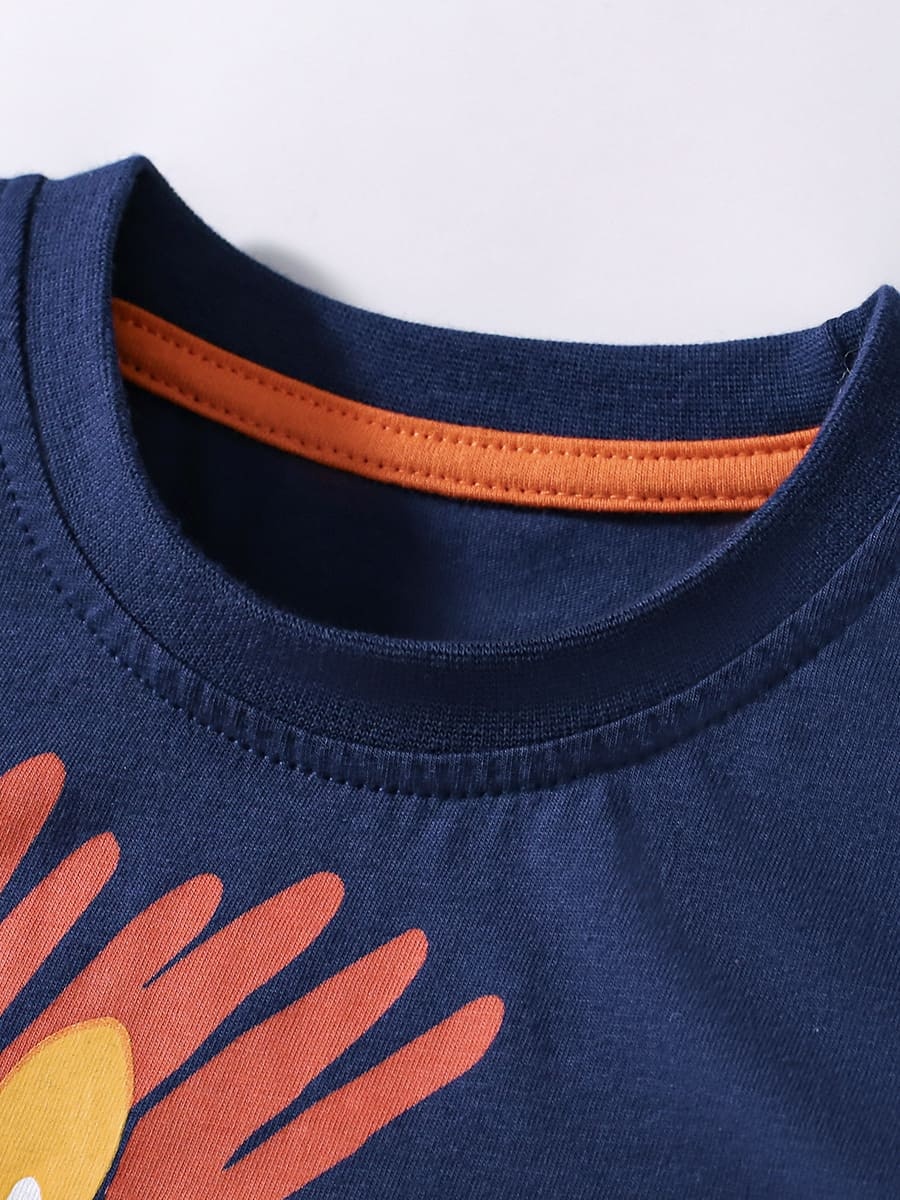 2pcs Kid Boy Cartoon Lion Pattern short-sleeve Tee and Shorts Set