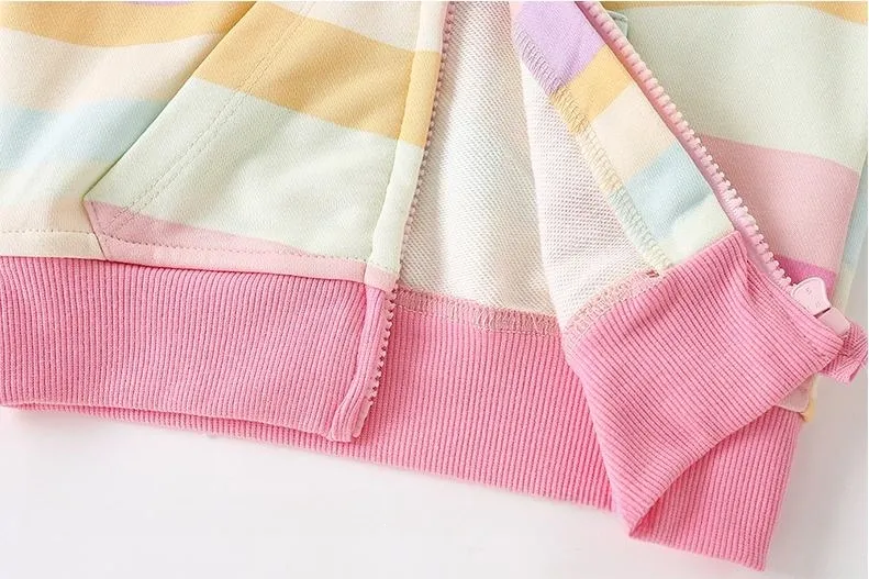 Toddler/Kid Girl Multicolor Printed Casual Hooded Zip-Up Jacket
