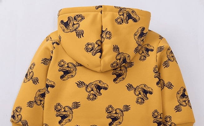 Kid Boys Dinosaur Style Warm Fleece Long Sleeve Hooded Sweatshirt