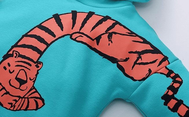 Kid Boys Tiger Print Warm Fleece Long Sleeve Hooded Sweatshirt