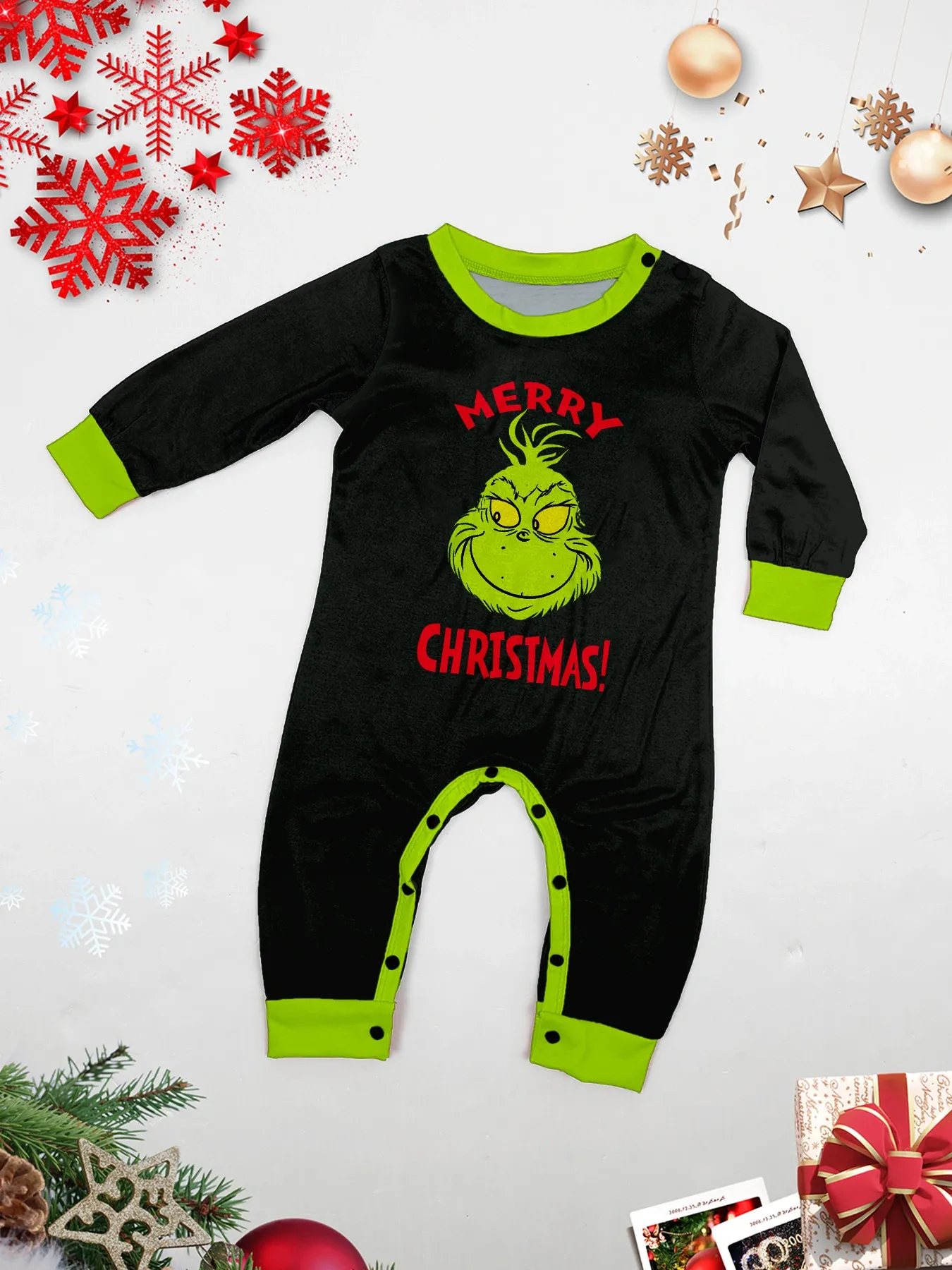 Christmas Family Matching Santa Monsters Alphabet Print Pajama Set
