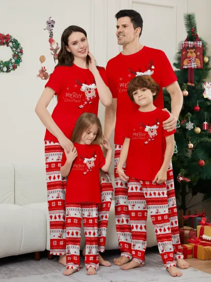 Little Maven Christmas family pajama set with deer print