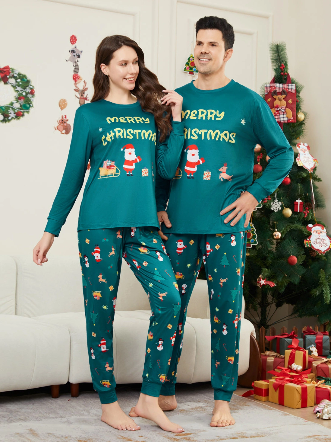 Little Maven Christmas family pajama set with snowman print