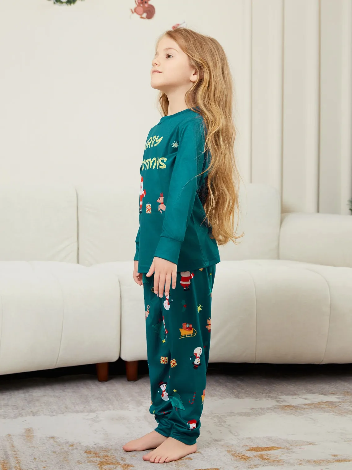 Christmas Family Pajamas Snowman Gift Deer Letter Print Pajama Set