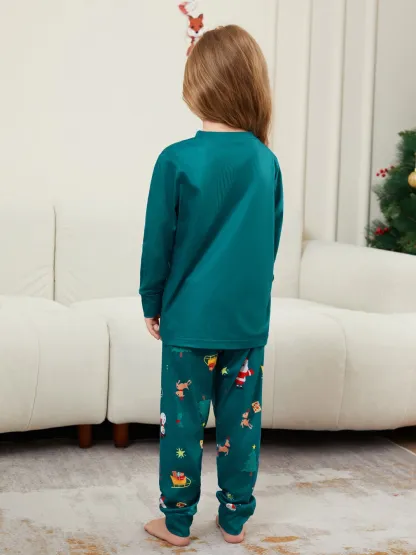 Christmas Family Pajamas Snowman Gift Deer Letter Print Pajama Set