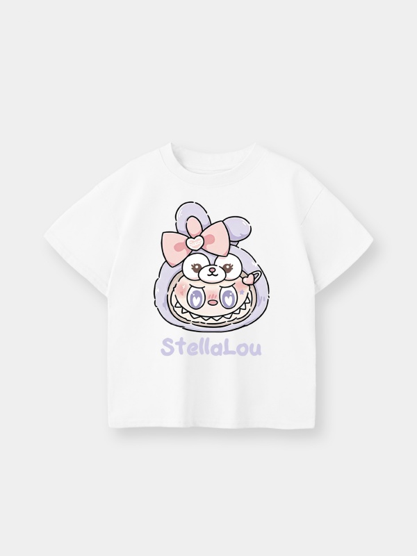 DeLu Labubu Girls Cotton Short Sleeve Tee White