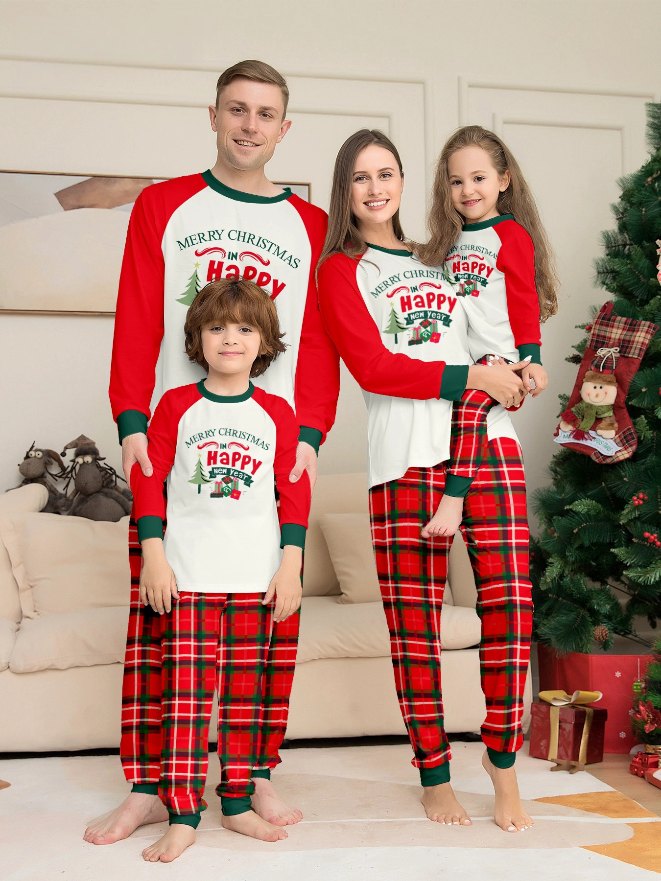 Little Maven Family Matching Christmas Tree Letter Print Pajamas