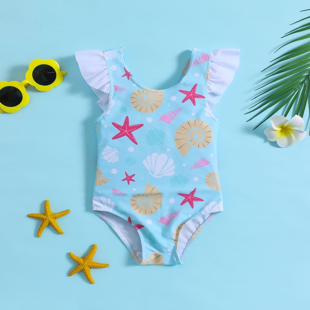 girls starfish shell print swimsuit