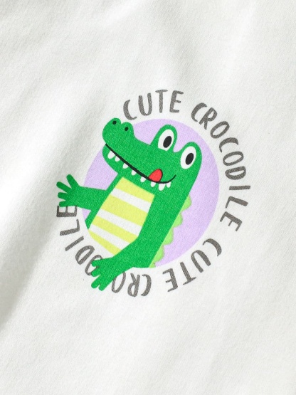 2-Piece Cute Crocodile Print Sweatshirt & Pants Set for Girls