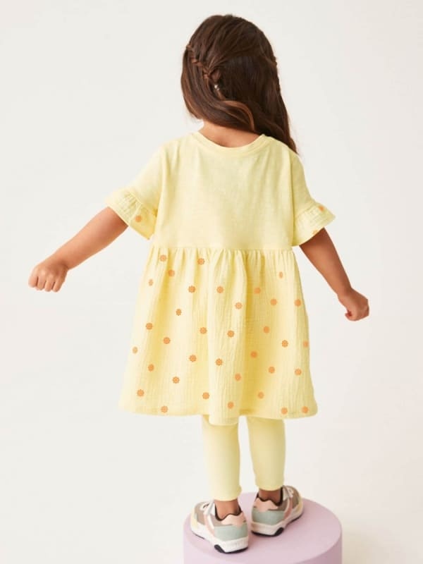 Little Maven Toddler Girls 2pcs Polka Dot Cotton Dress & Leggings Set