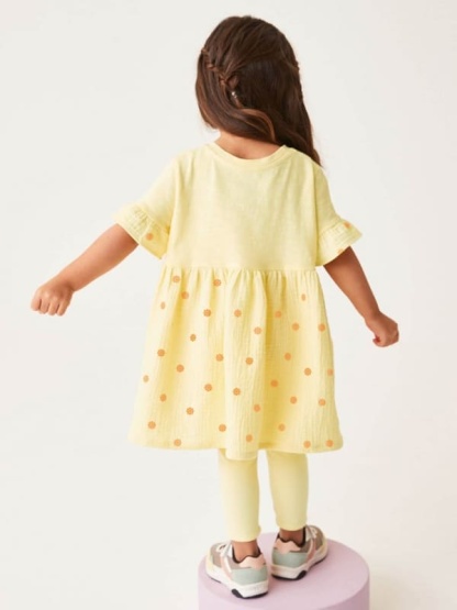 Little Maven Toddler Girls 2pcs Polka Dot Cotton Dress & Leggings Set
