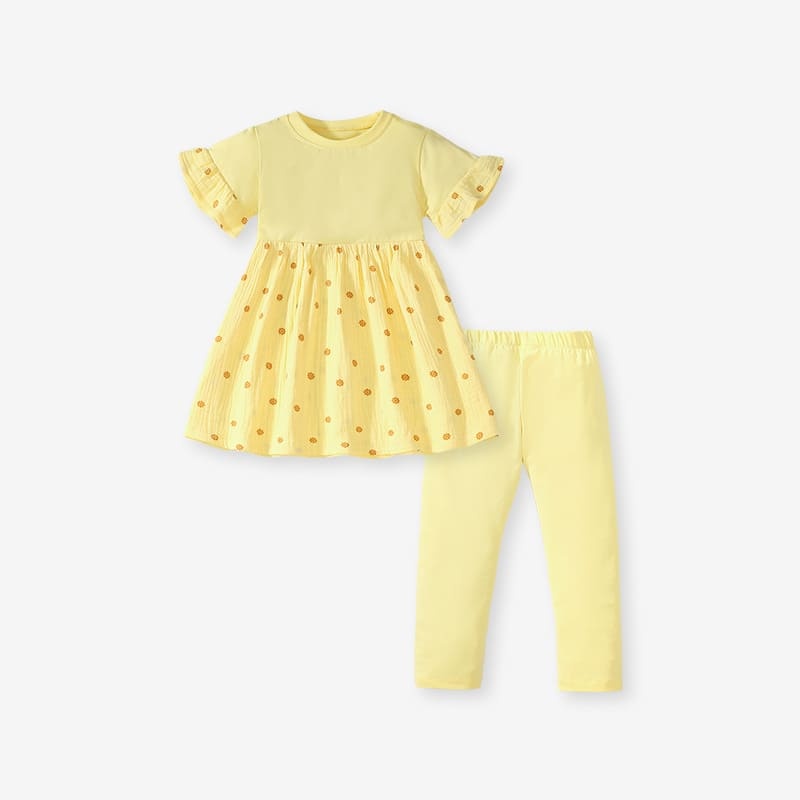 Little Maven Toddler Girls 2pcs Polka Dot Cotton Dress & Leggings Set