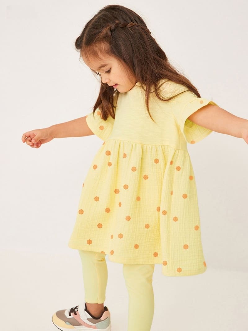 Little Maven Toddler Girls 2pcs Polka Dot Cotton Dress & Leggings Set