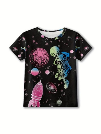 Little Maven Starry Sky Rocket Astronaut Print Pajama Set for Girls