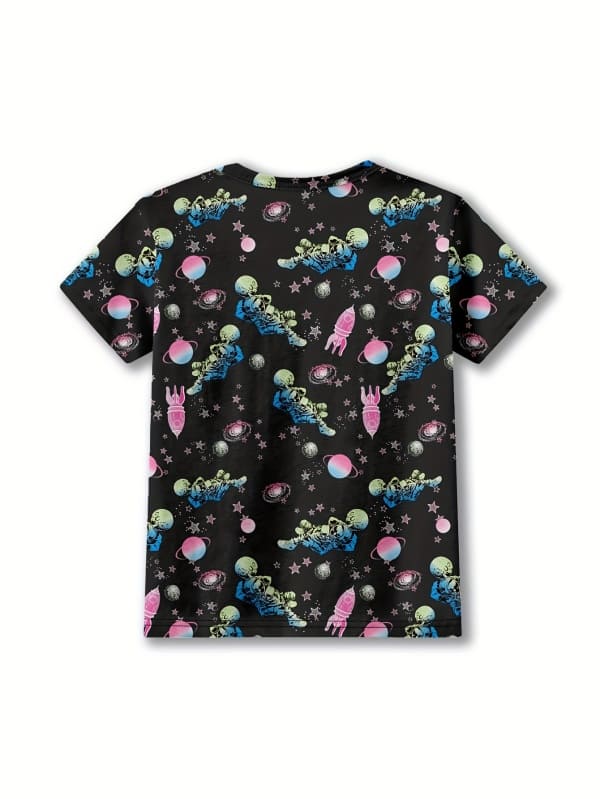 Little Maven Starry Sky Rocket Astronaut Print Pajama Set for Girls