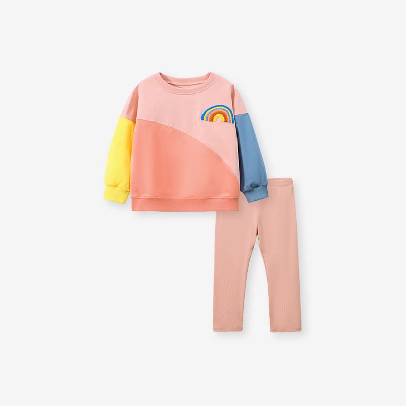 Little Maven CozyPlay Girls 2-Piece Towel Embroidery Sweatshirt & Pants Set